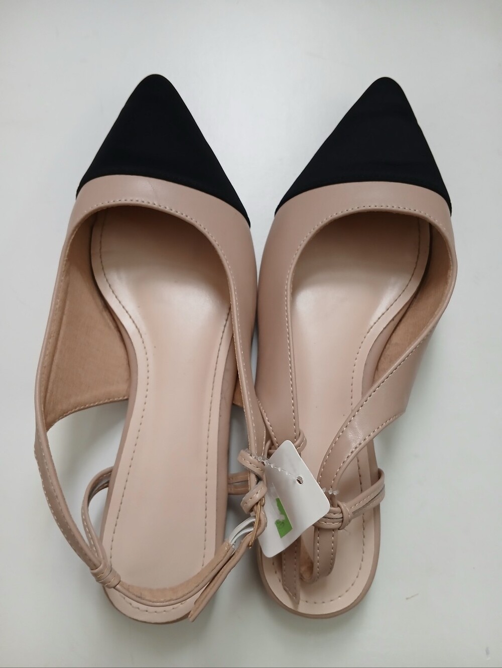 Women's Two-Tone Pointed Toe Slingback Heels - Black & Nude